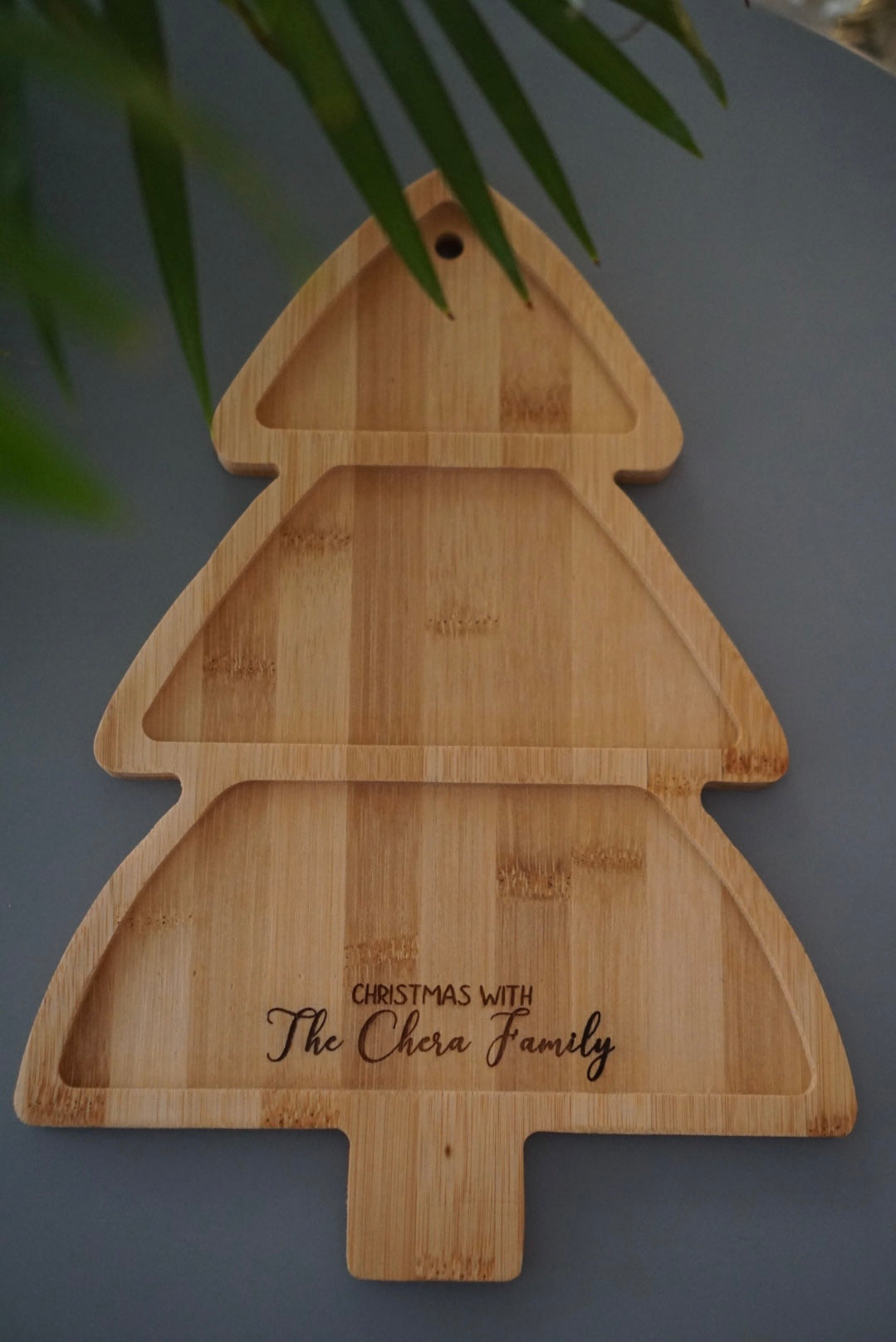 Personalised Christmas Tree Bamboo Snack Board