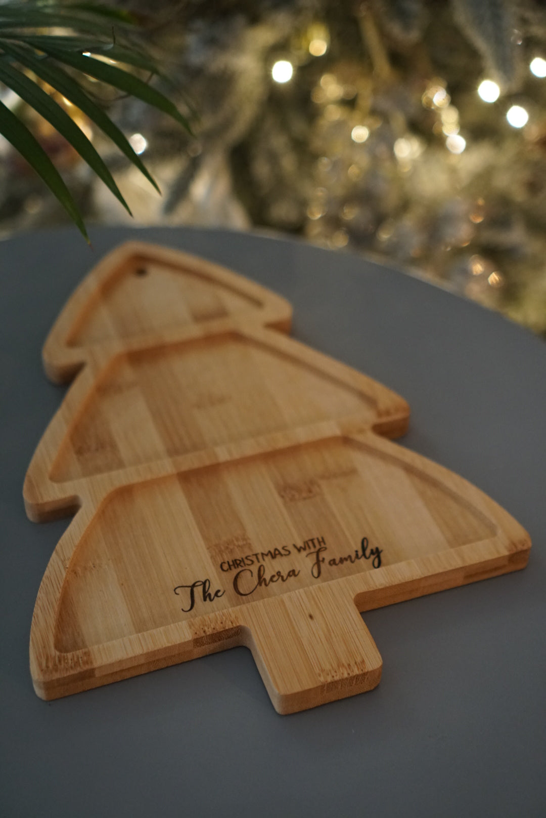 Personalised Christmas Tree Bamboo Snack Board